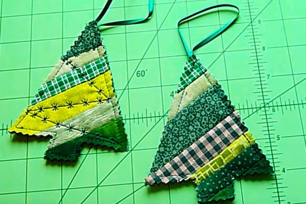 Learn to sew a scrappy tree ornament DIY tutorial