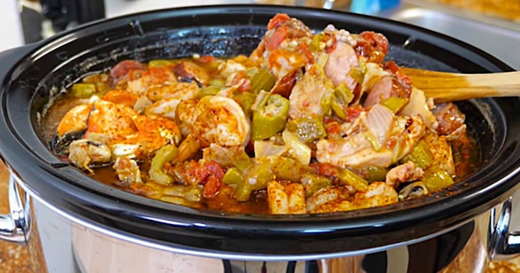 Learn To Make this Crockpot Seafood Cajun Gumbo Recipe From Louisiana kitchen