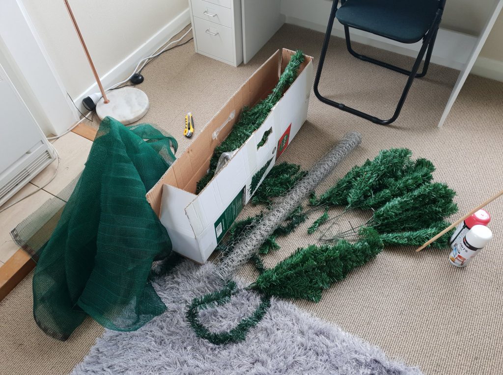 Supplies for Making a DIY Godzilla Tree