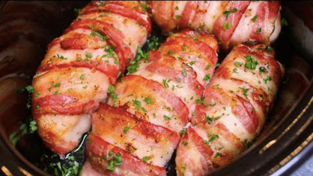 Easy Crockpot Recipes With Chicken Breast -Bacon Wrapped Chicken Breast Slow Cooker Recipe