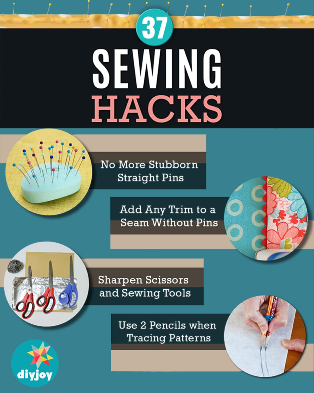Sewing Hacks | Best Tips and Tricks for Sewing Patterns, Projects, Machines, Hand Sewn Items. Clever Ideas for Beginners and Even Experts | Use Mini Clothespins when Sewing Bindings and Piping |