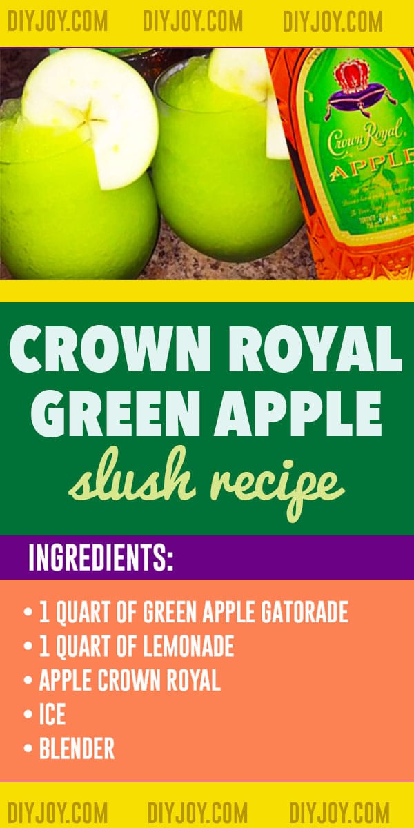 Crown Royal Cocktail Recipes - Crown Green Apple Slush Recipe With Ingredients for a Frozen Drink Made With Crown's New Flavor - Frozen Slush With Alcohol Recipe - Easy Drinks for Parties