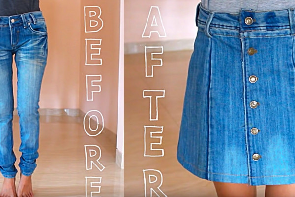 Learn to make a denim skirt from old jeans upcycle and recycle