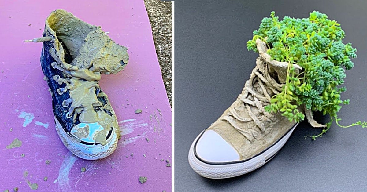 DIY Cement Shoe Planter | DIY Joy Projects and Crafts Ideas