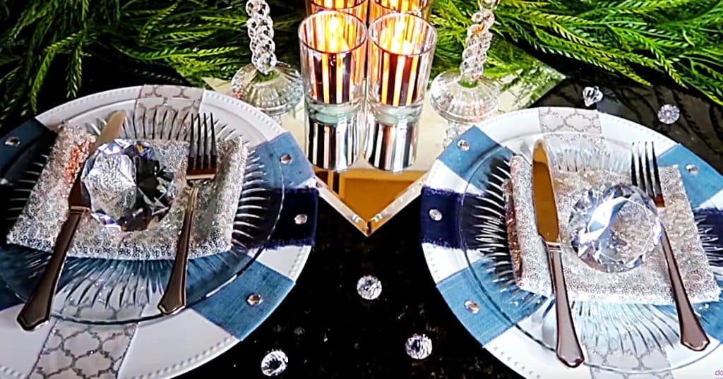 Learn to make DIY Diamond and Denim Plate Chargers