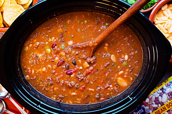 Learn to make an easy no fuss crockpot taco 15 bean soup recipe for dinner tonight