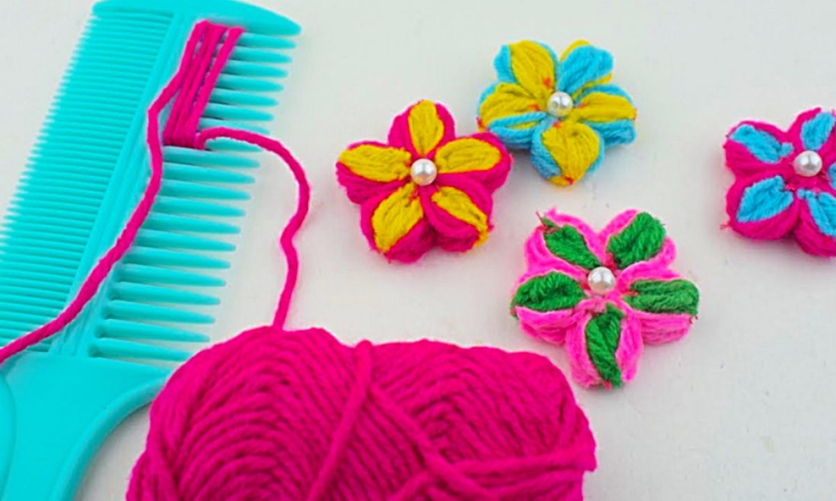 Flower making sale with woolen thread