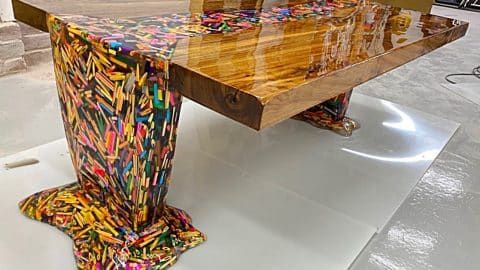 Thousands Of Floating Pencils Make Up This DIY Table | DIY Joy Projects and Crafts Ideas