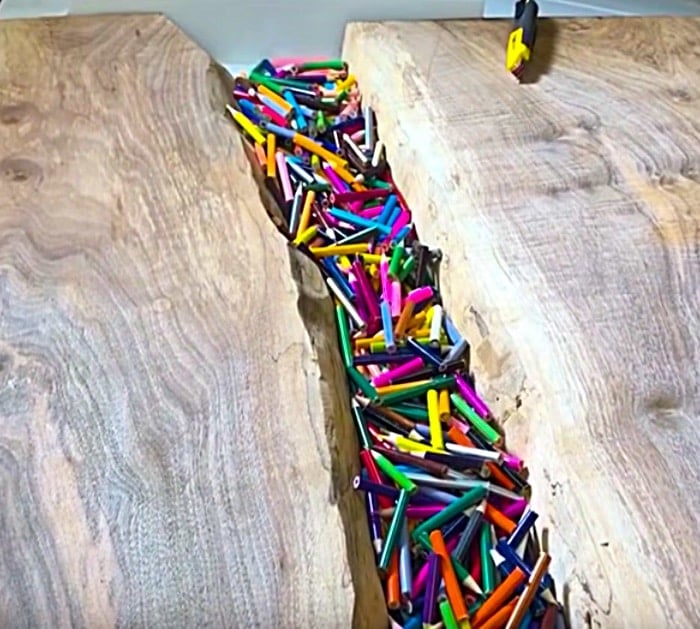 colored pencil river table