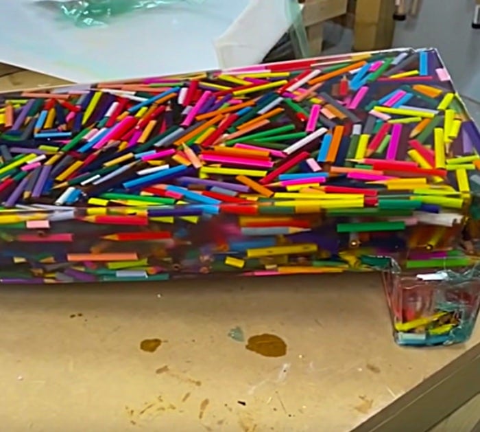 colored pencil river table