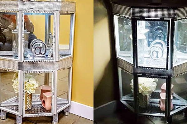 Make a Beautiful Curio Cabinet with lights out od simple cheap Dollar Tree Materials