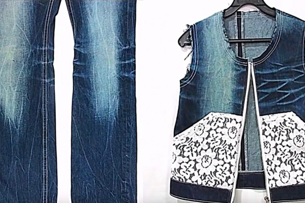 Make a DIY Denim Vest out of a pair of old jeans