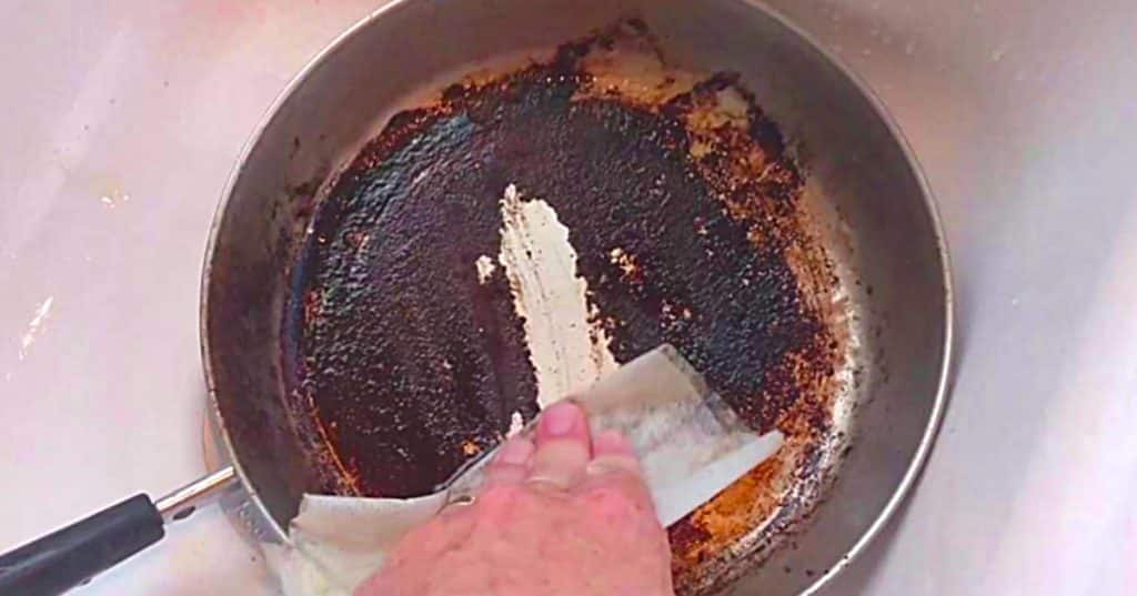 Remove burnt food with a Bounce Dryer Sheet