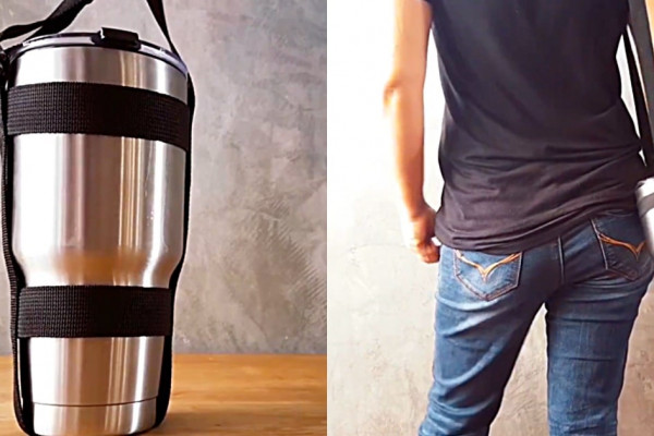 Make a DIY Yeti Cup holder out of canvas straps