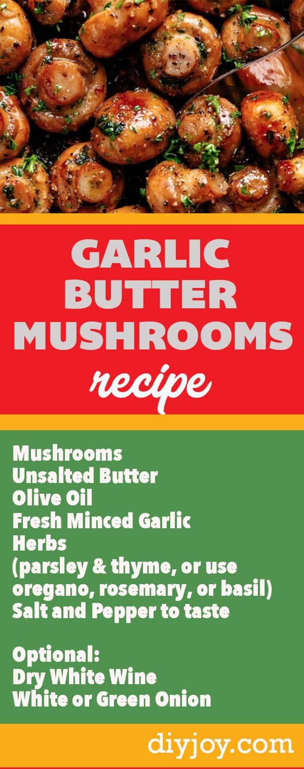 Garlic Buttler Mushrooms Recipe - How to Make Homemade Mushroom Sauce With Butter, Garlic and Wine -Easy Side Dishes for Steaks and Dinner Ideas