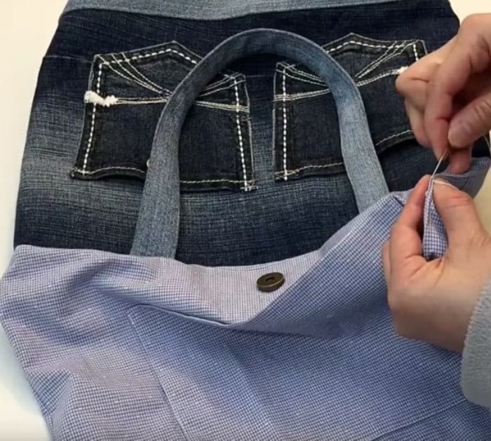 DIY PATCHWORK JEANS TOTE BAG, TOTE BAG, JEANS BAG