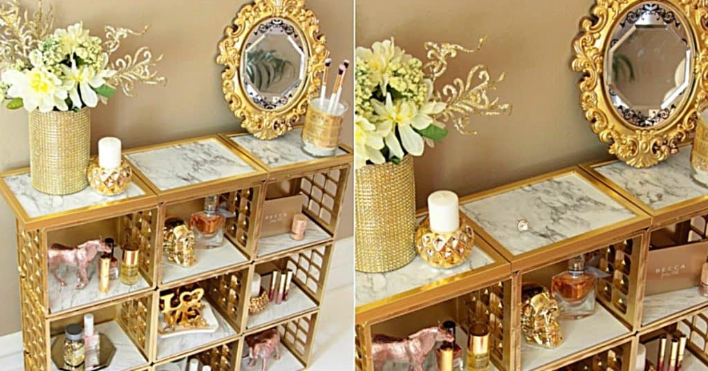 Make a DIY Marble and Gold Organizer with Dollar Tree materials