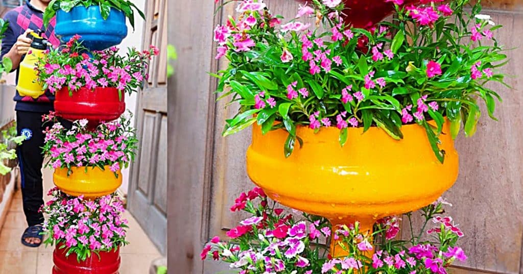 Make a diy plastic tiered planter