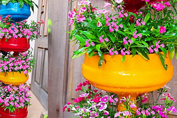 Make a diy plastic tiered planter