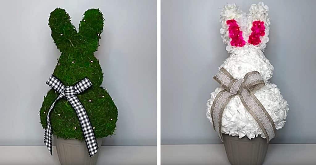 Make an Easter Bunny Topiary with materials from Dollar Tree