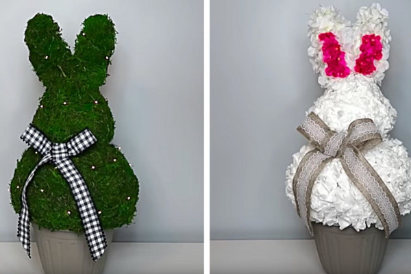 Make an Easter Bunny Topiary with materials from Dollar Tree