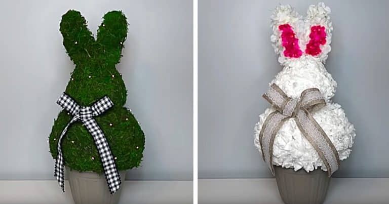 Dollar Tree Easter Bunny Topiary - DIY Joy