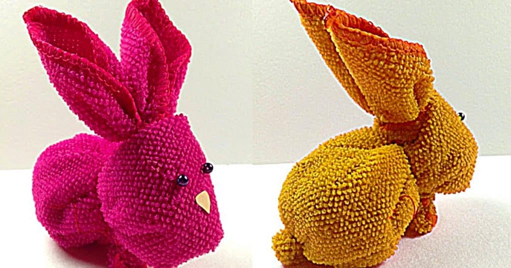 Make an adorable cheap easy Easter Bunny from a towel.