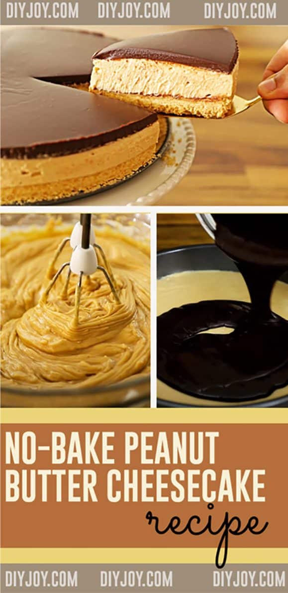 Easy Cheesecake Recipe - No Bake Cheesecakes to Make At Home - Simple Peanut Butter Cheesecake Requires No Baking - Quick Dessert Ideas
