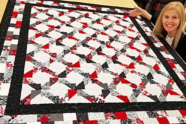 Make a jagged x layer cake quilt with Donna Jordan of Jordan Fabrics