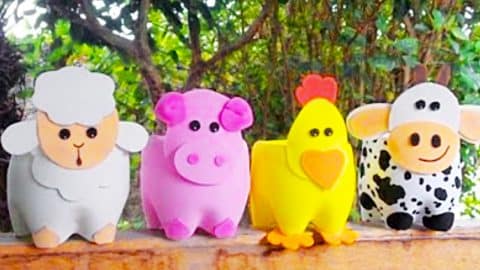 Plastic Bottle Farm Animal Planters | DIY Joy Projects and Crafts Ideas