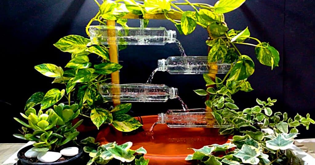 Make a plastic bottle water fountain