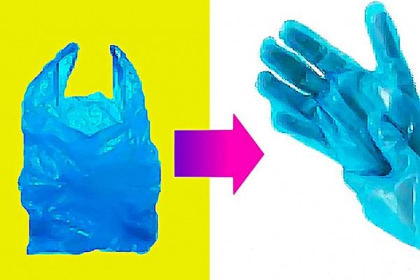 Make gloves from plastic bags