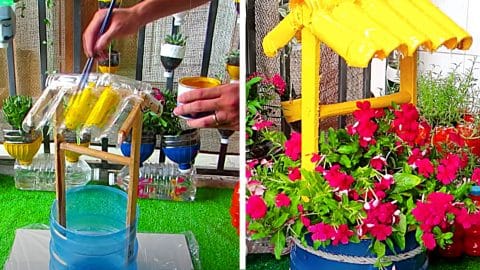 Turn A 5 Gallon Water Bottle Into A Wishing Well Planter | DIY Joy Projects and Crafts Ideas