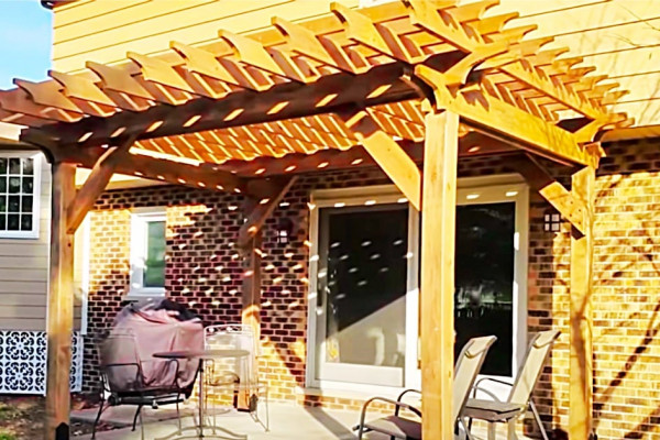 How to build a wooden pergola on a cement patio