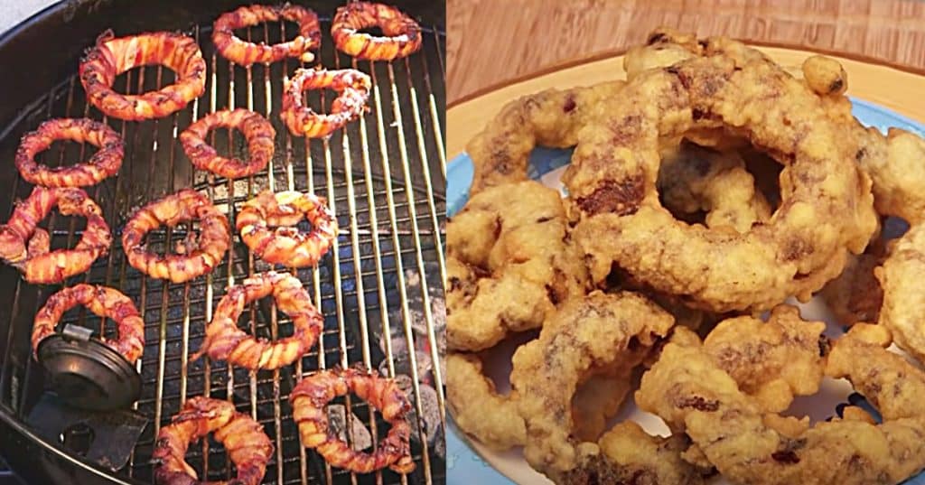 How to make grilled bacon onion rings deep fried in beer batter