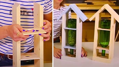 How To Make A Wine Bottle And Pine Bird Feeder | DIY Joy Projects and Crafts Ideas