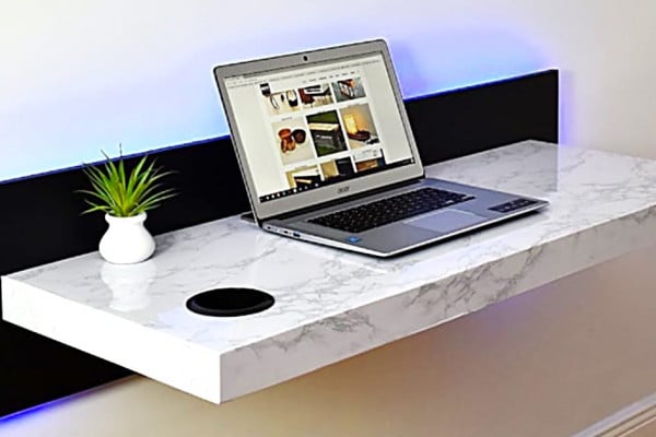 How to make a modern wall mounted desk with a wireless charger