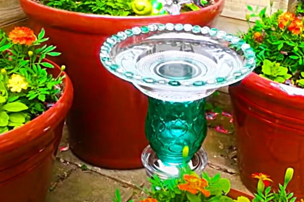 How to make a thrift shop bird bath