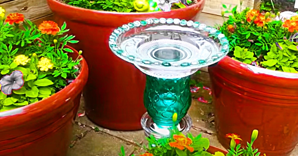 How To Make An Upcycled Thrift Store Birdbath | DIY Joy Projects and Crafts Ideas