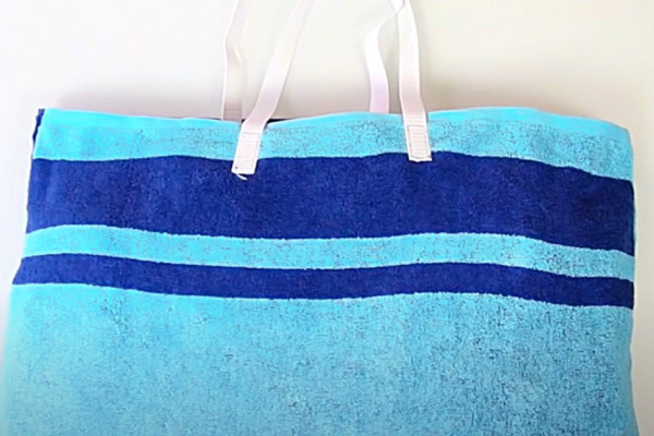 Beach and pool tote bag made from a towel