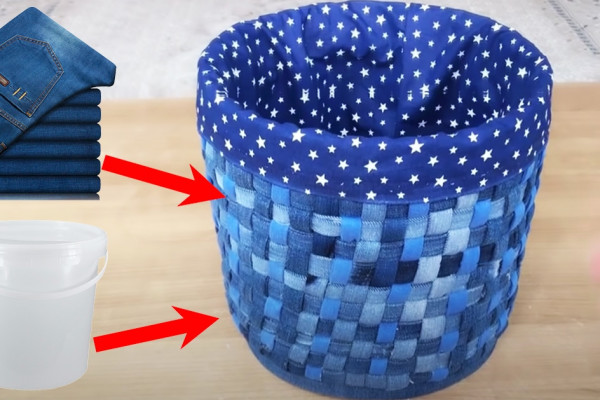 DIY Old Jeans and Plastic Bucket Idea | DIY Crafts