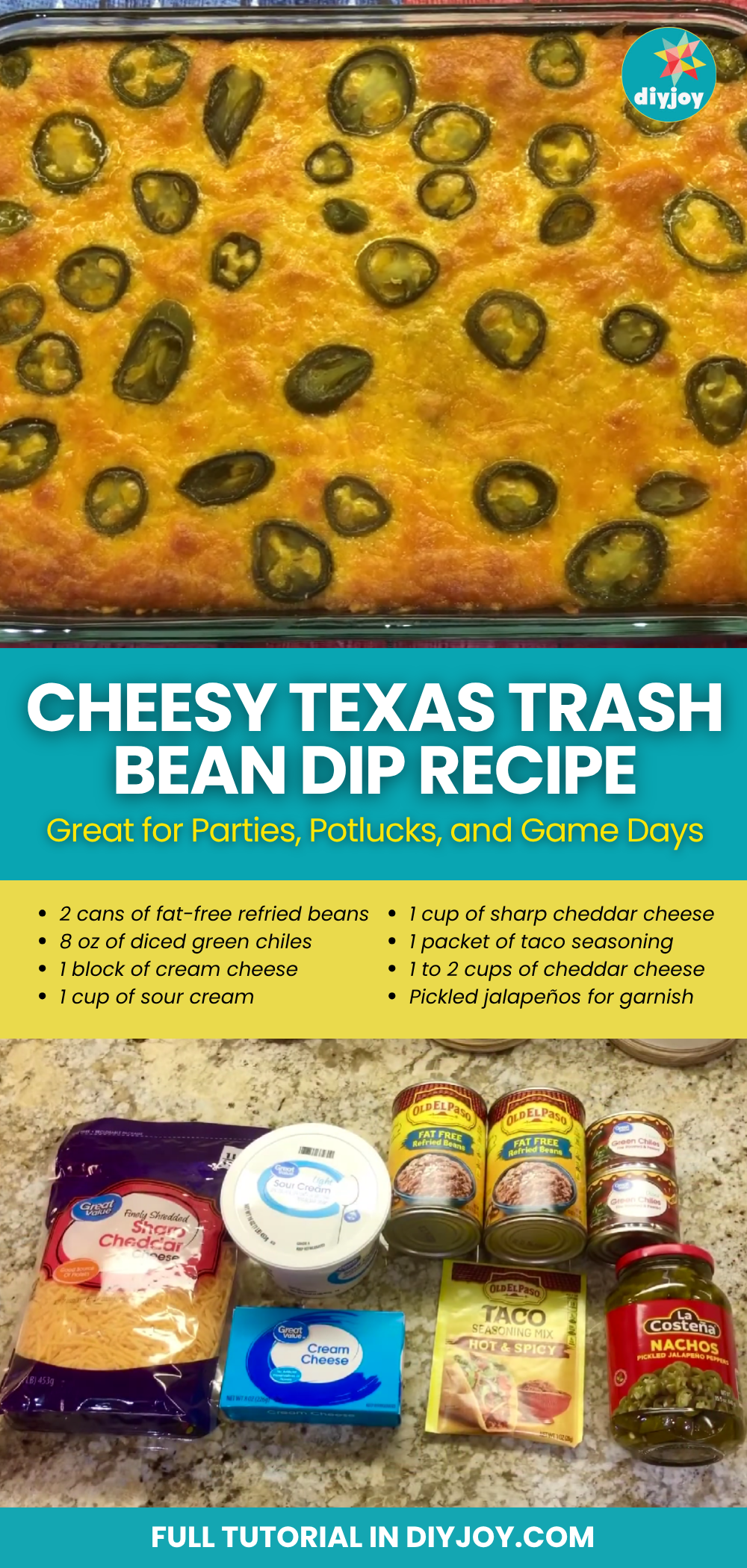 Super Easy Cheesy Texas Trash Bean Dip Recipe