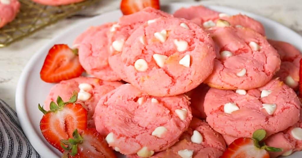 Strawberry White Chocolate Chip Cookies Recipe | Easy Baking Recipes