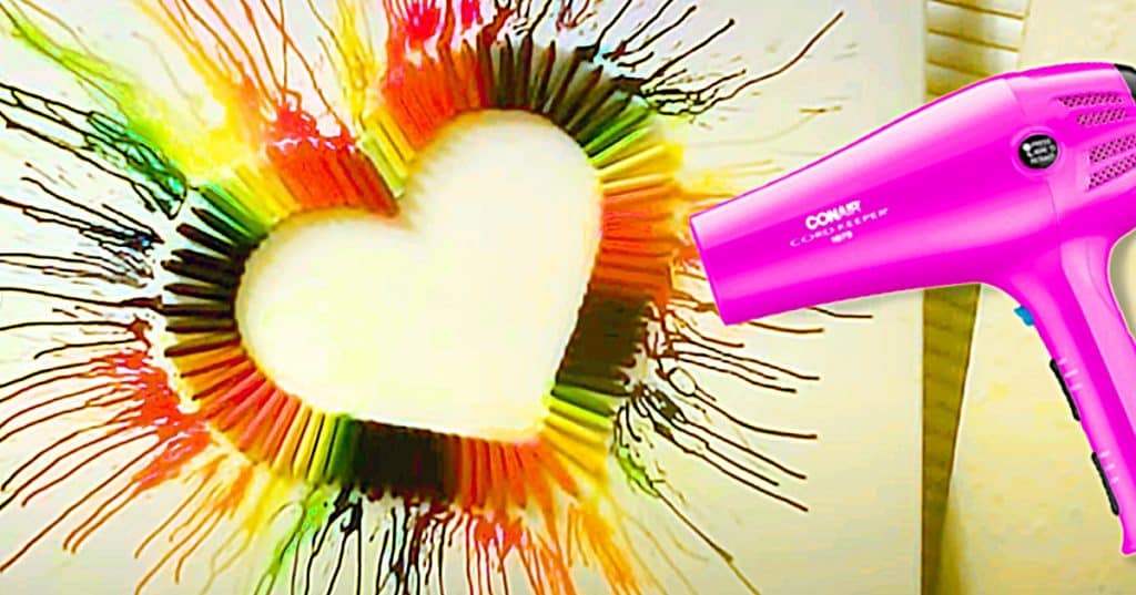 How to make crayon heart wall art with a blank canvas and a hairdryer