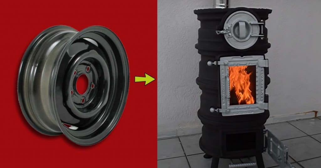 DIY Tire Rim Wood Stove Tutorial from Youtube - Video How to Make a Tire Rim Stove
