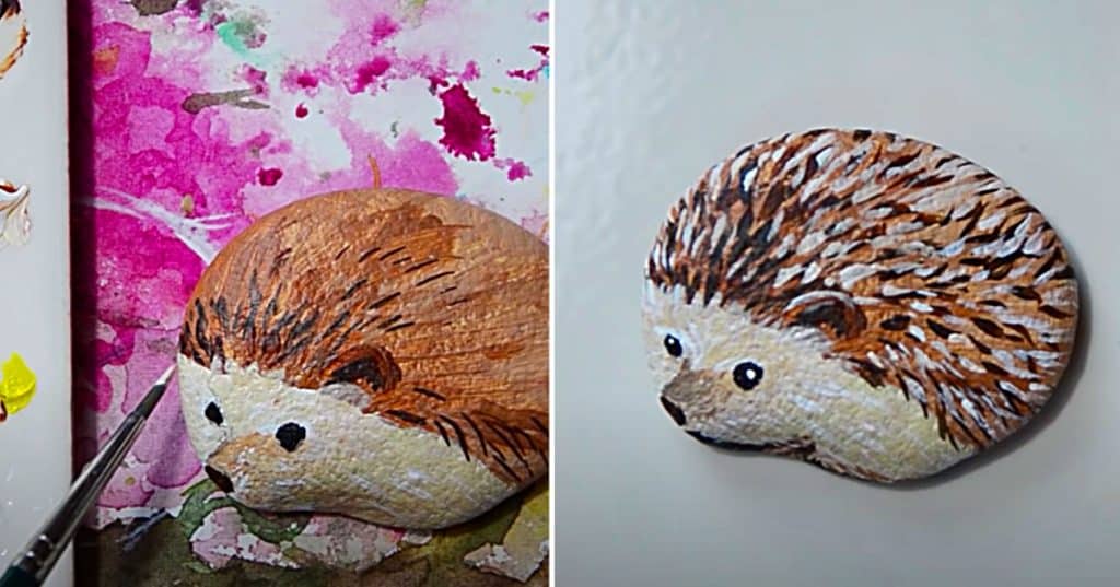 How To Paint A Hedgehog On A Rock