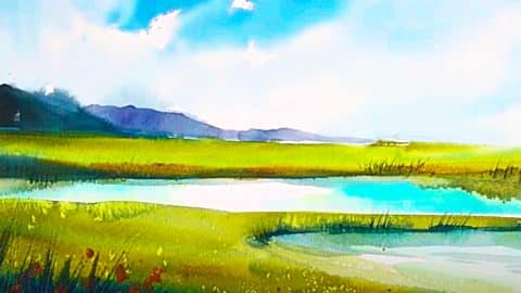 How To Paint A Watercolor Landscape Using One Brush | DIY Joy Projects and Crafts Ideas