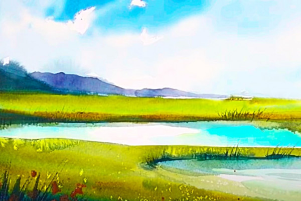 How To Paint A Watercolor Landscape With One Brush