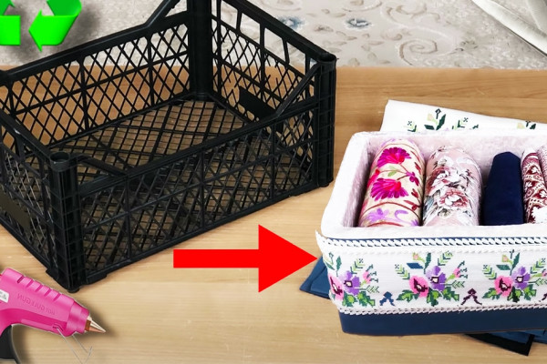DIY Organizer Box Made With Plastic Vegetable Crates | Upcycled Crafts