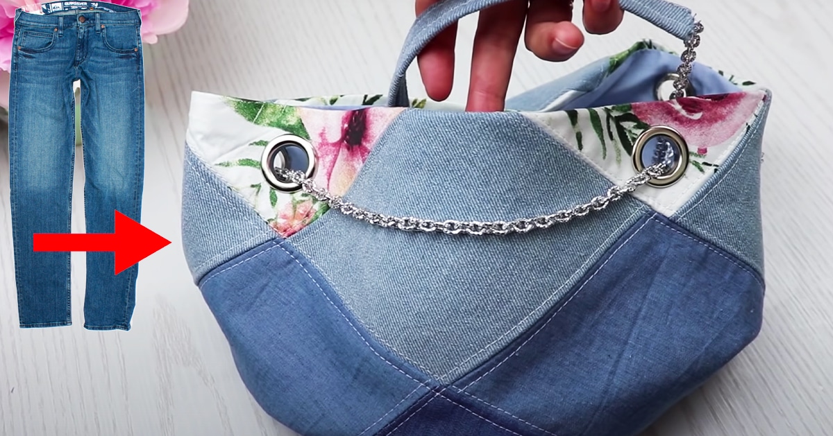 how to make jeans bag with old jeans | Denim bag patterns, Recycled jeans  bag, Jeans bag